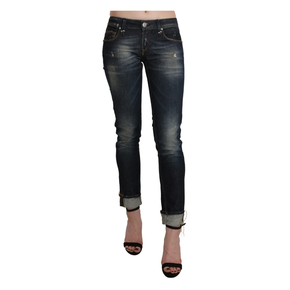 Acht Pantalon En Denim Skinny Court Taille Basse Femme Jeans Bleu W26