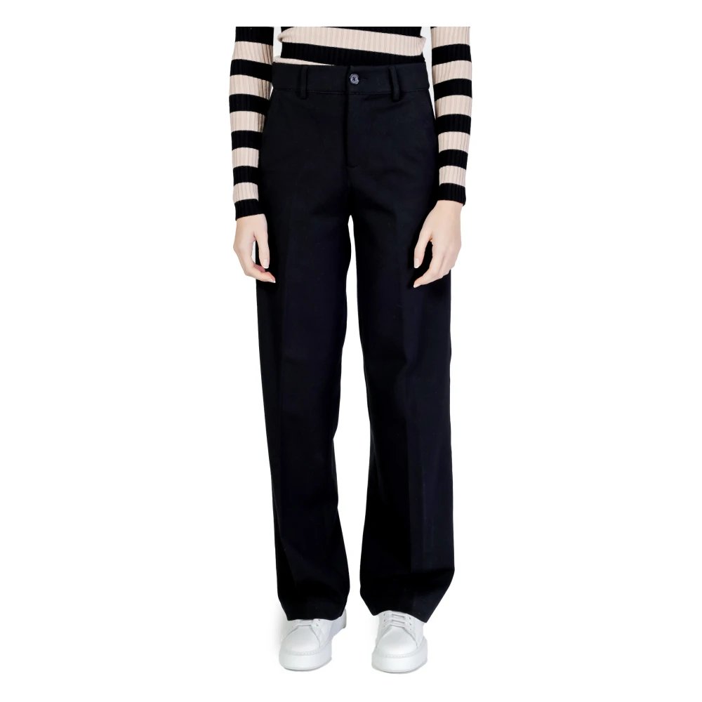 Street One Zwarte effen broek met ritssluiting Black Dames