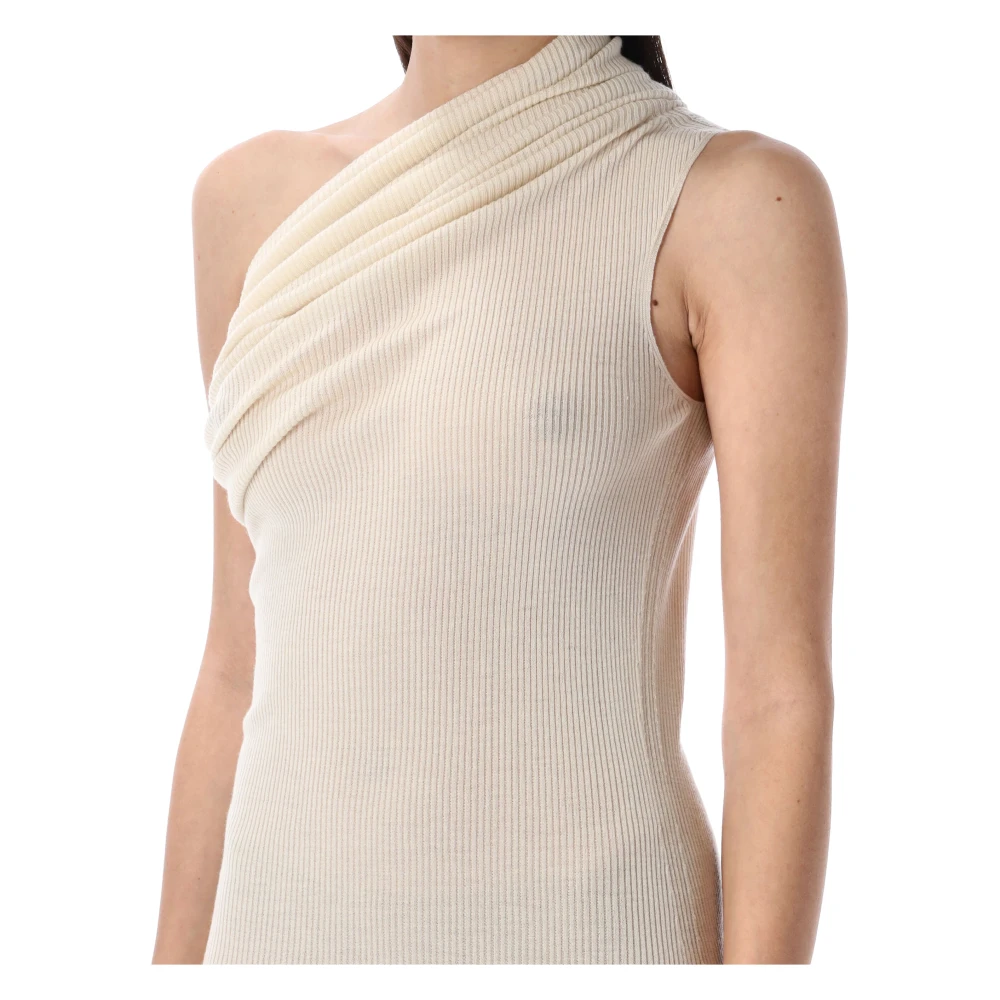 Rick Owens Asymmetrische One Shoulder Jurk Beige Dames