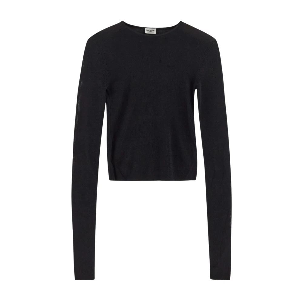 Saint Laurent Stijlvolle Viscose Top Black Dames