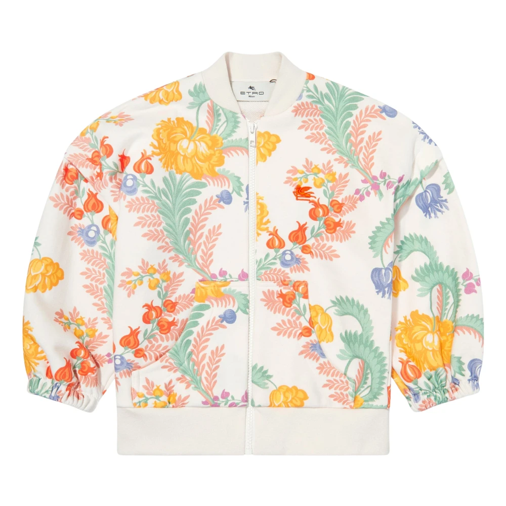 Etro Multicolor Light Jackets, Female, 4 Y, Floral Zip Up Top In Ivory