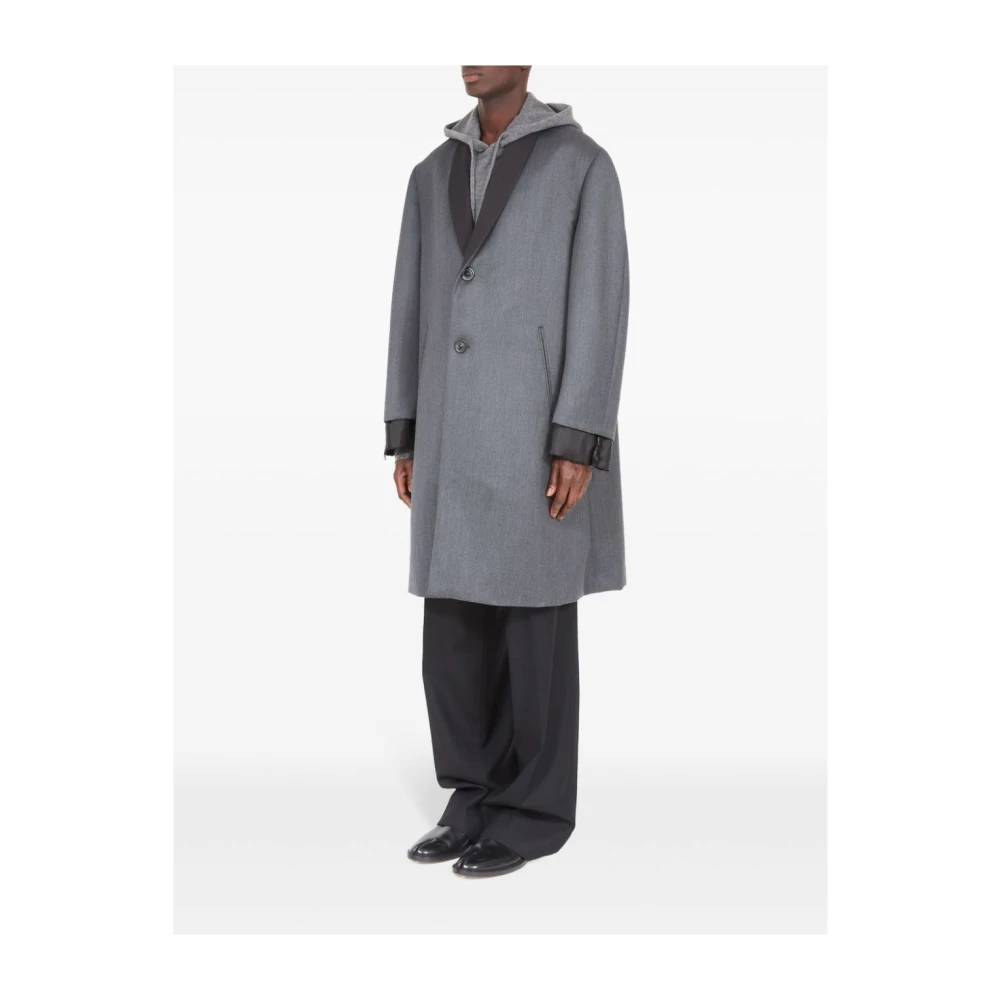 Maison Margiela Grijze Wol Gelaagde Jas Gray Heren