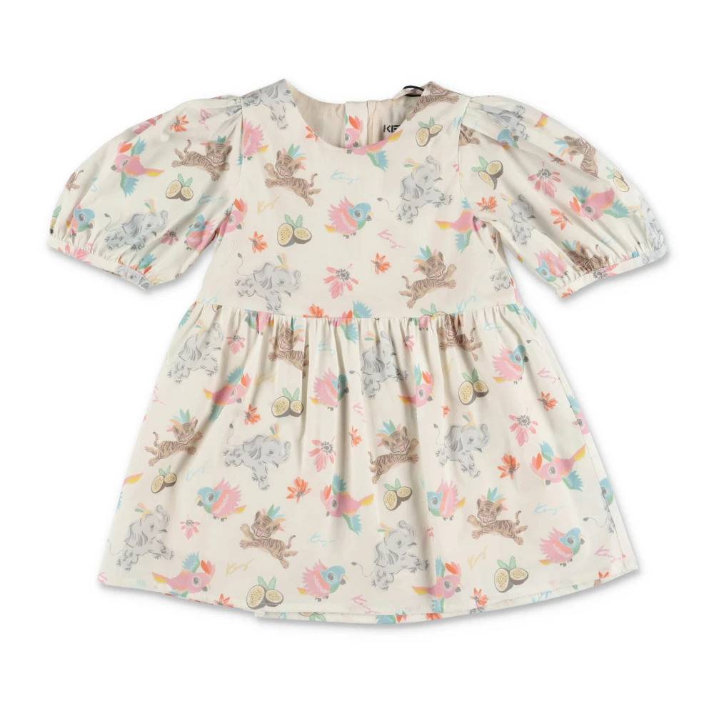 Kenzo Girls Beige Printed Cotton Dress With Coulottes - Dresses - 6 M - Kids