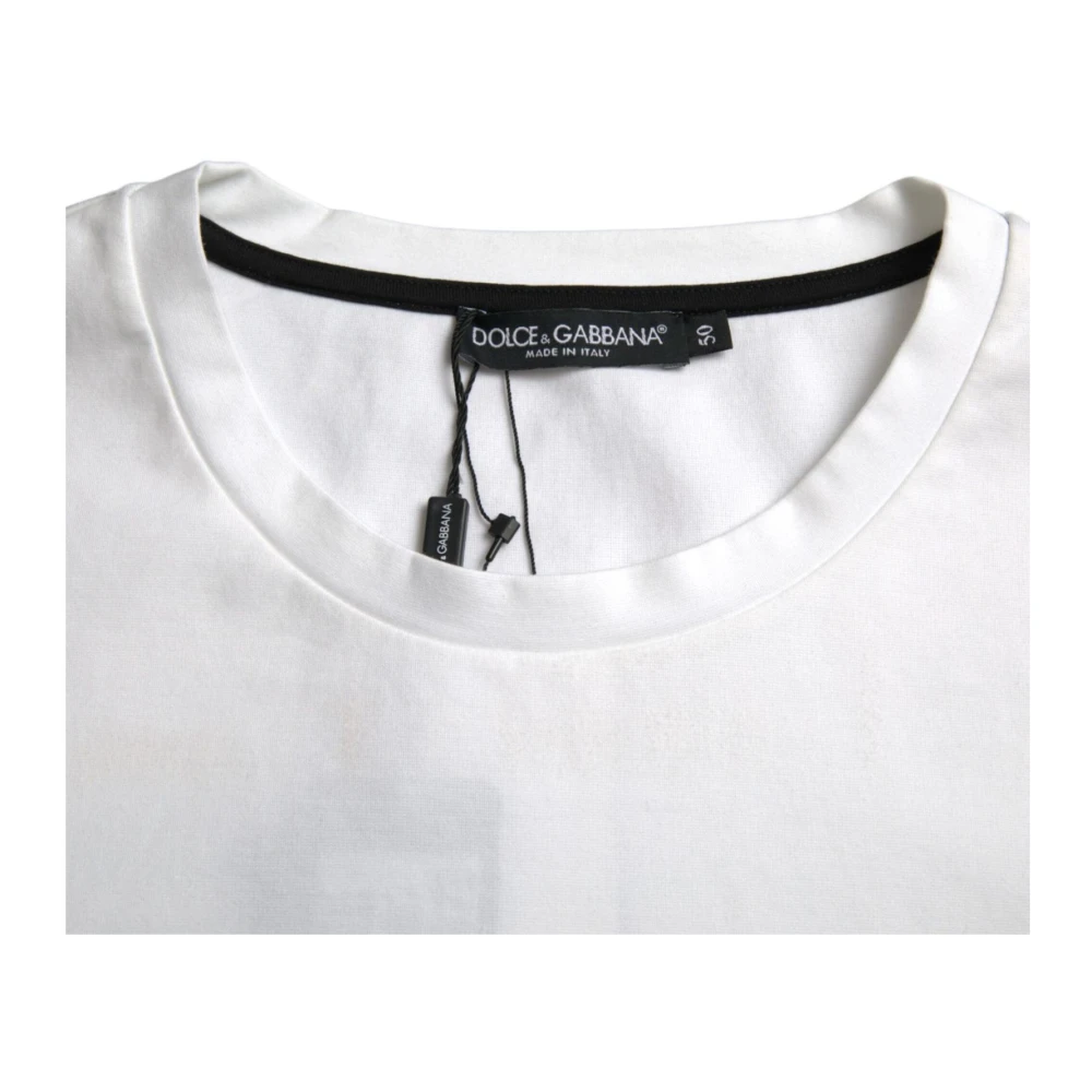 Dolce & Gabbana Wit Lips Print Crew Neck T-Shirt White Heren