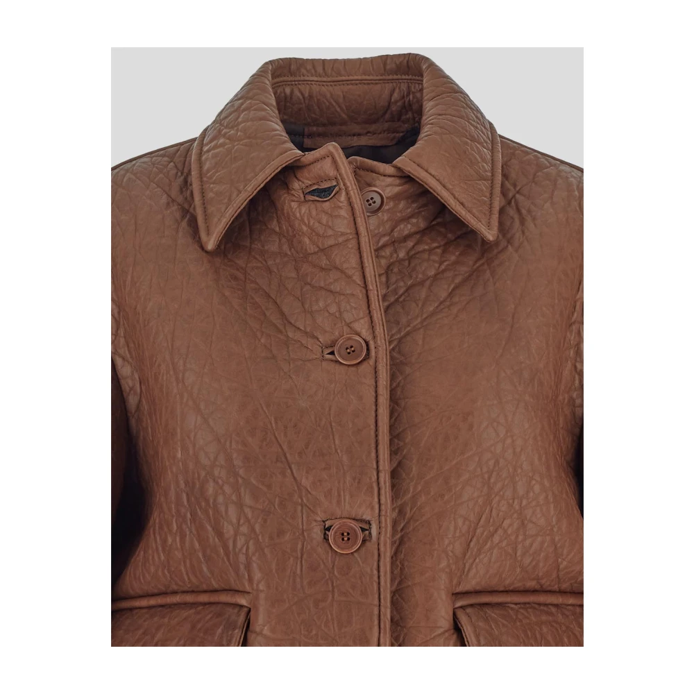 Salvatore Santoro Leren jas Brown Dames