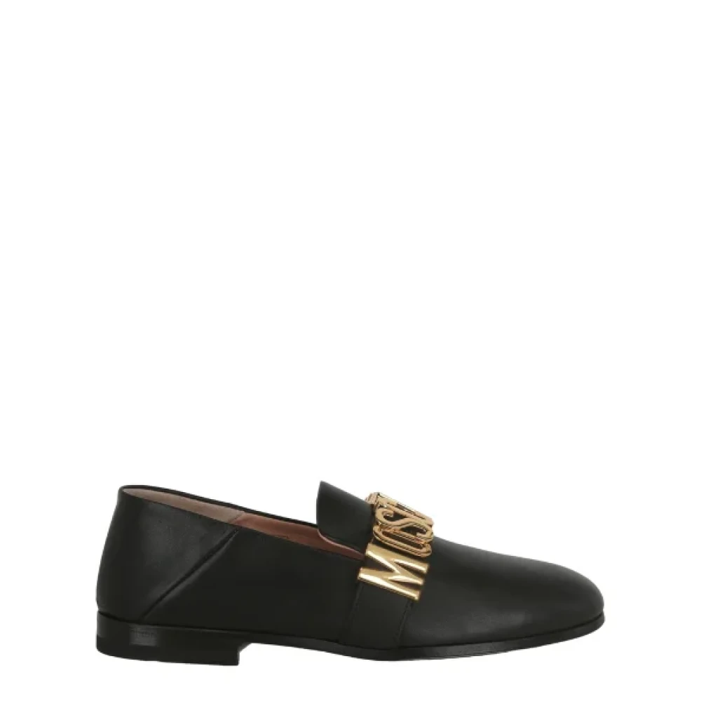 Moschino Zwarte stoffen platte schoenen Black Dames