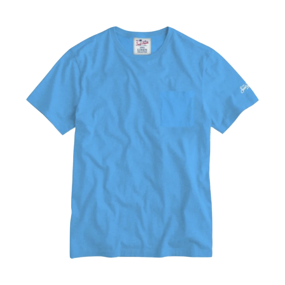 MC2 Saint Barth Heren Linnen T-shirt Diverse Effen Kleuren Blue Heren