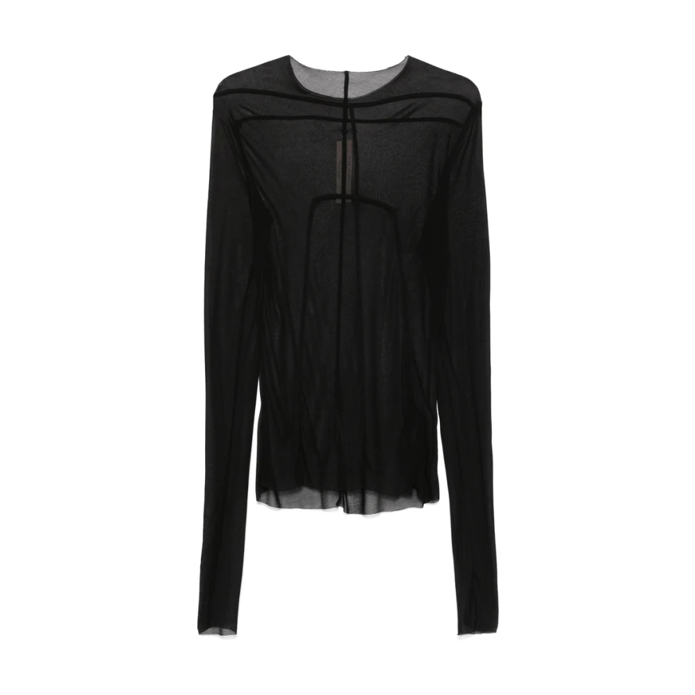 Rick Owens Zwarte Crew Neck Longsleeve T-shirt Black Heren