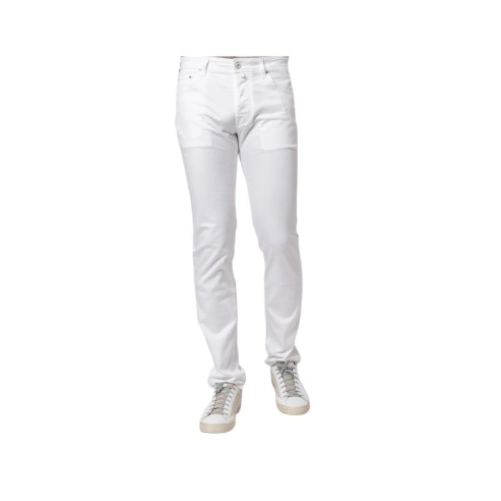 Jacob Cohën Hombre Blanco Vaqueros Slim-Fit De Lona De Algodón