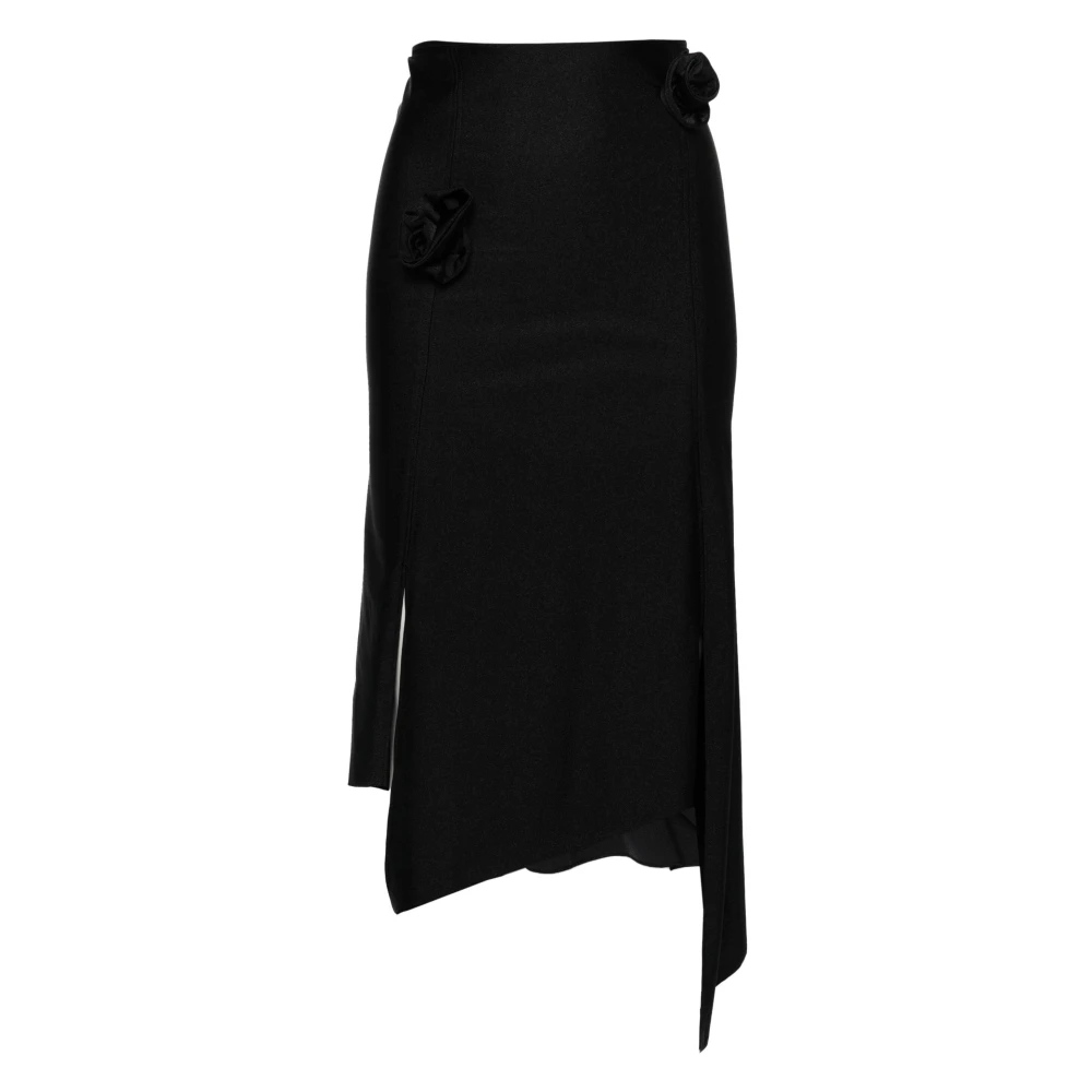 Coperni Bloemig Asymmetrisch Rokje met Diepe Split Black Dames