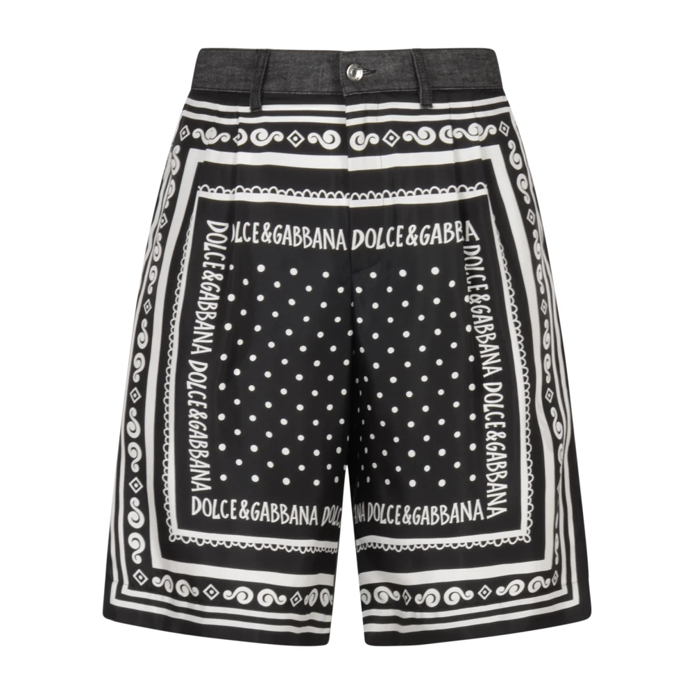 Dolce & Gabbana Bandana Print Bermuda Shorts Black Heren