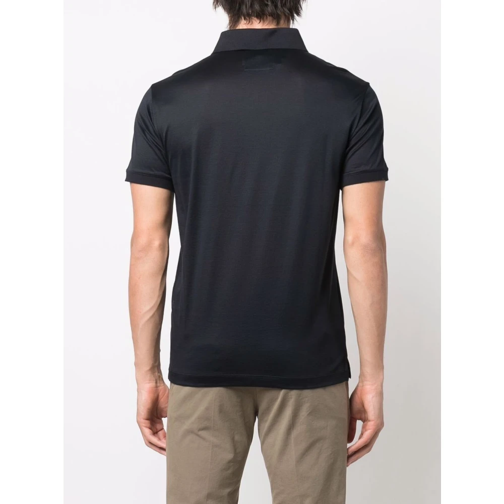 Emporio Armani Blauw Poloshirt met Adelaar Motief Blue Heren