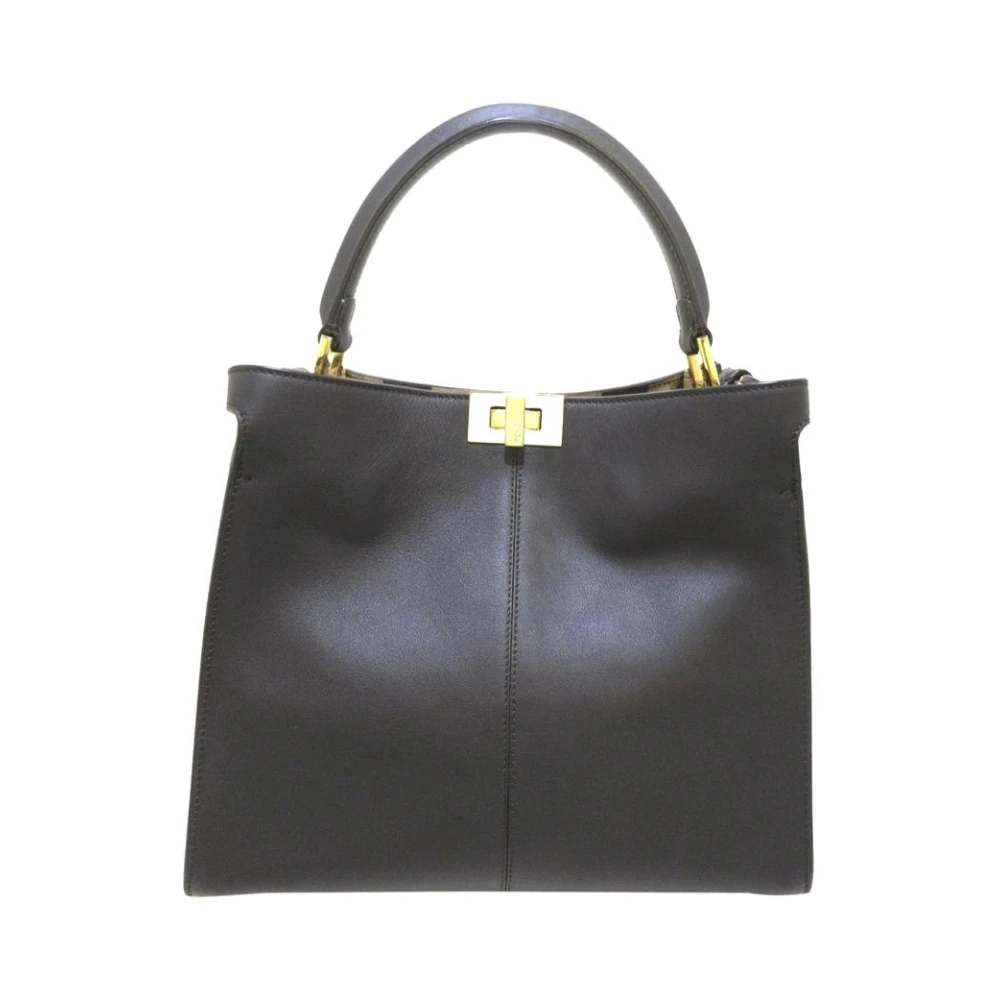 Fendi Vintage Women's Black Pre-Owned Elegant Leather Top Handle Handbag For