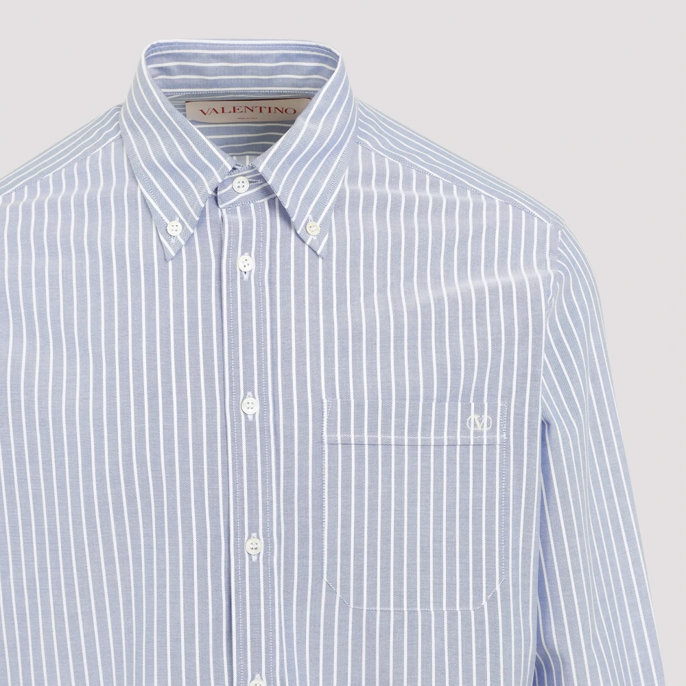Valentino Blauw Katoenen Overhemd Elegantie Tijdloze Aantrekkingskracht Blue Heren