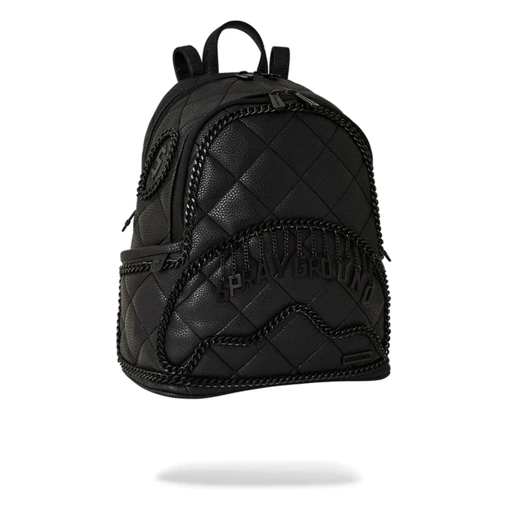 Sprayground Zwarte Gewatteerde Rugzak met Stikdetail Black Heren