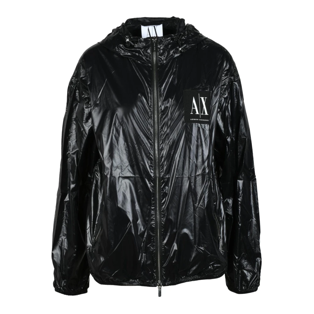 Armani Exchange Lichtgewicht Nylon K-Way Jas Black Dames