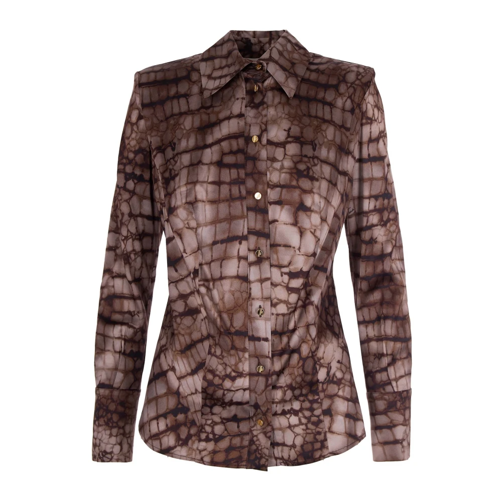 Elisabetta Franchi Brown Shirts, Female, M, Python Print Shirt