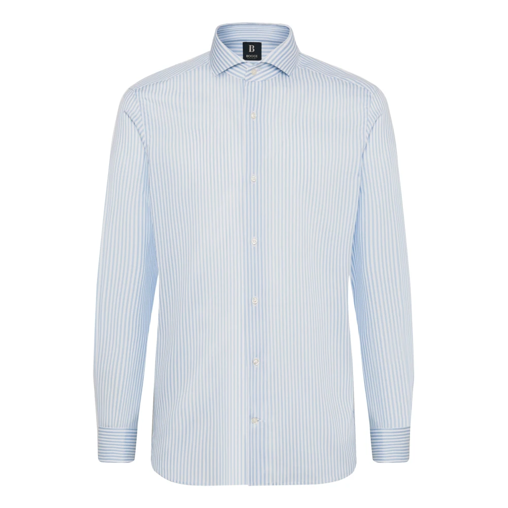 Boggi Milano Slim Fit Katoenen Dobby Overhemd Blue Heren