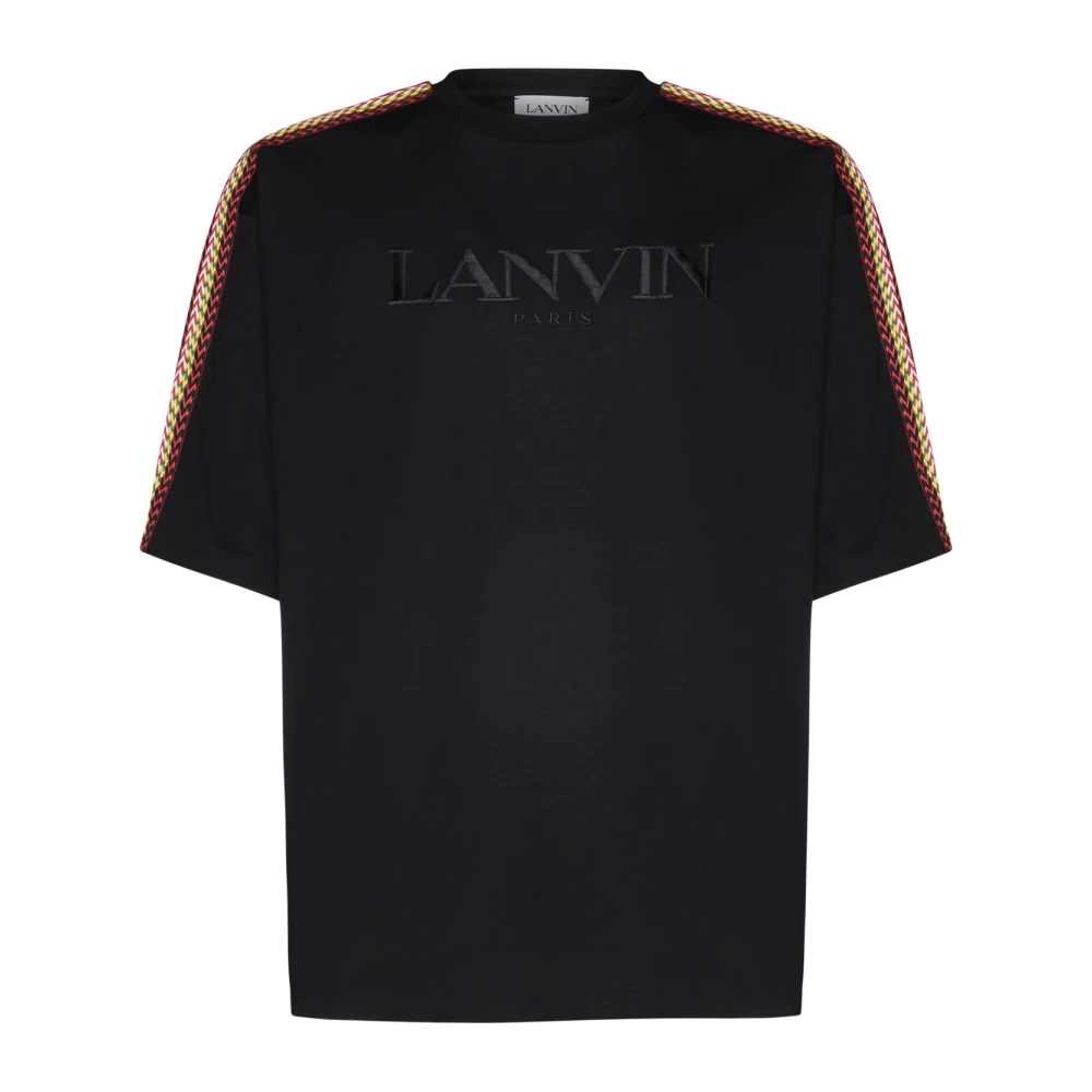Lanvin Zwart Kant-Verfraaid T-shirt Black Heren