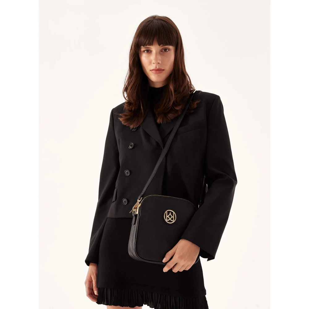 Kazar Monogram leren letterportemonnee Black Dames