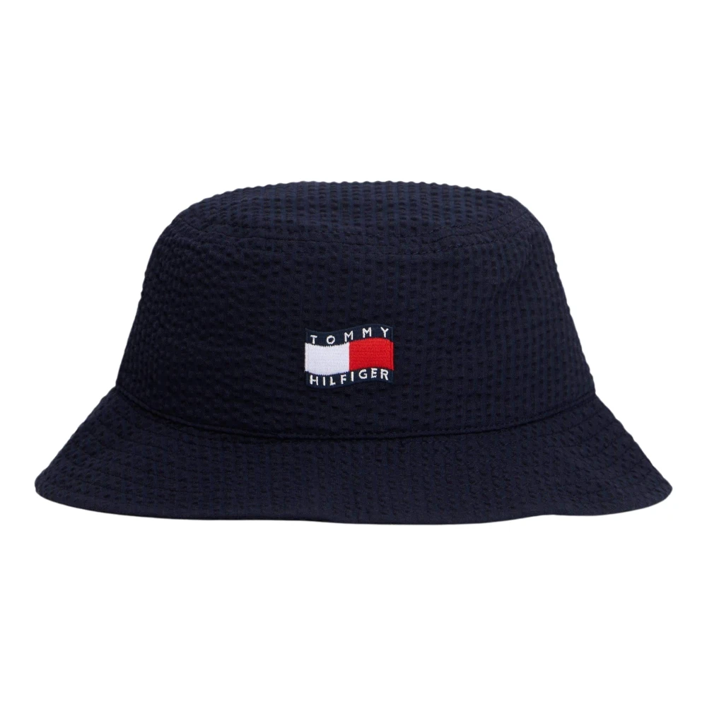 Tommy Hilfiger Unisex Kids Blue Hats & Caps, 54 Cm, Wavy Flag Seersucker Bucket Hat