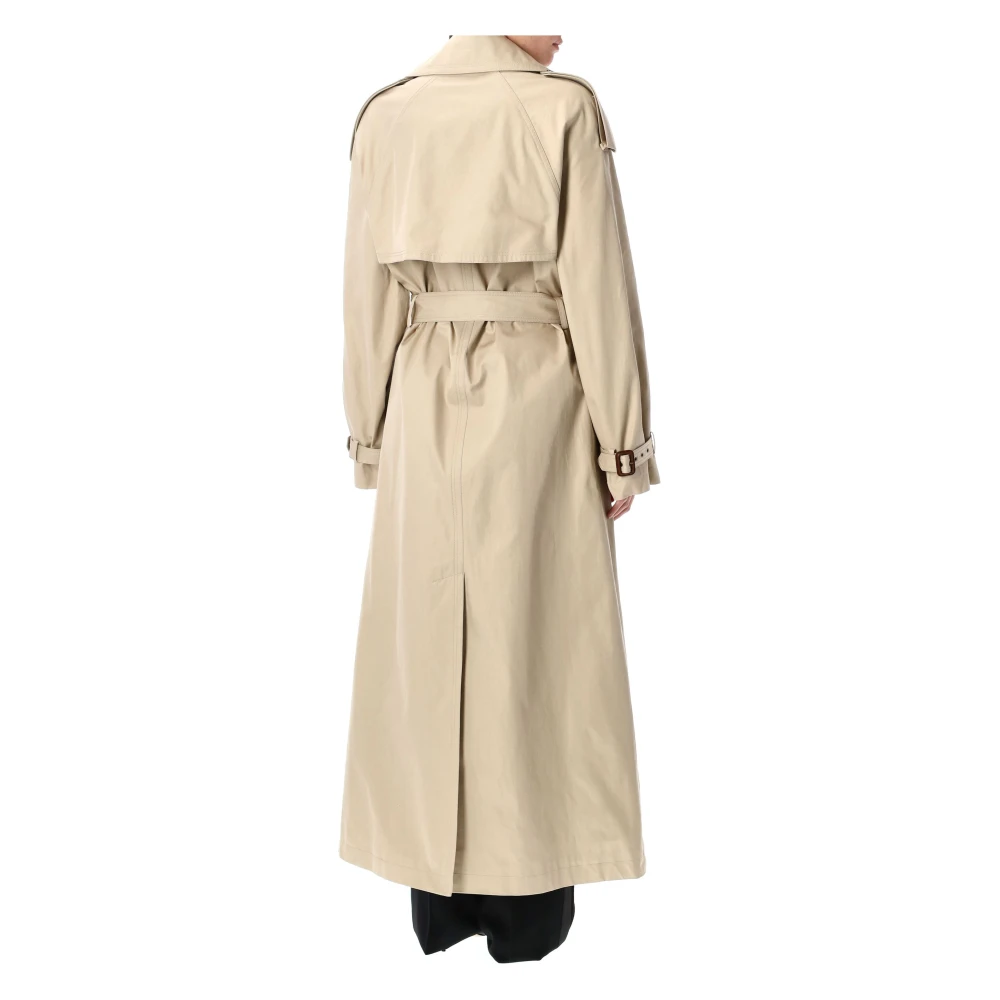 Saint Laurent Lichtbeige Katoenen Twill Trenchcoat Beige Dames