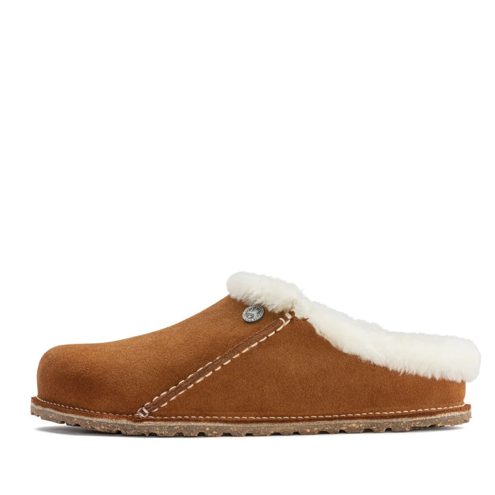 Birkenstock Suede Minktofflor Brown, Dam