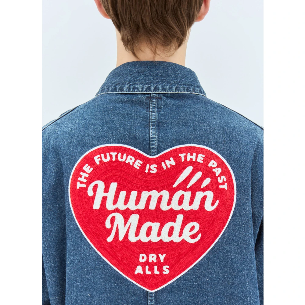 Human Made Logo Borduurwerk Denim Jack Blue Heren