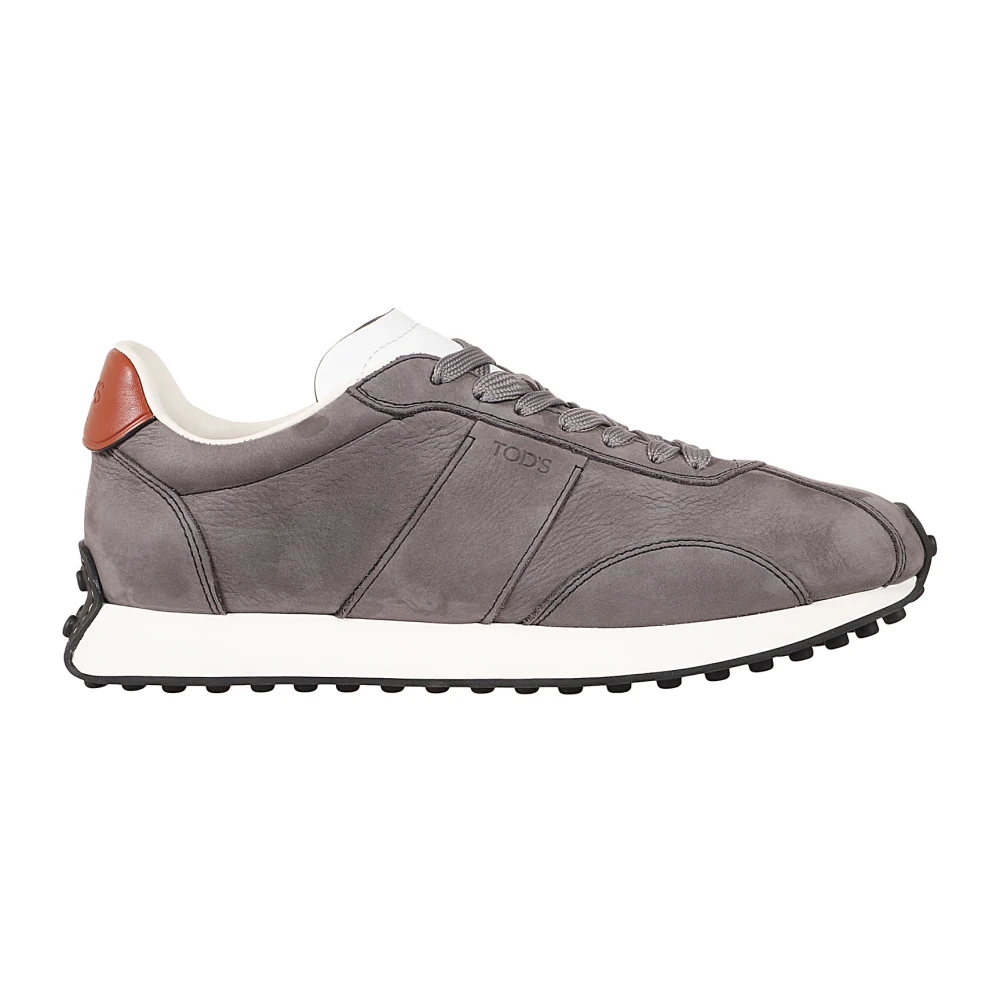 Tod’s Grijze Suède Sneakers met Leren Detail Heren Schoenen Grijs