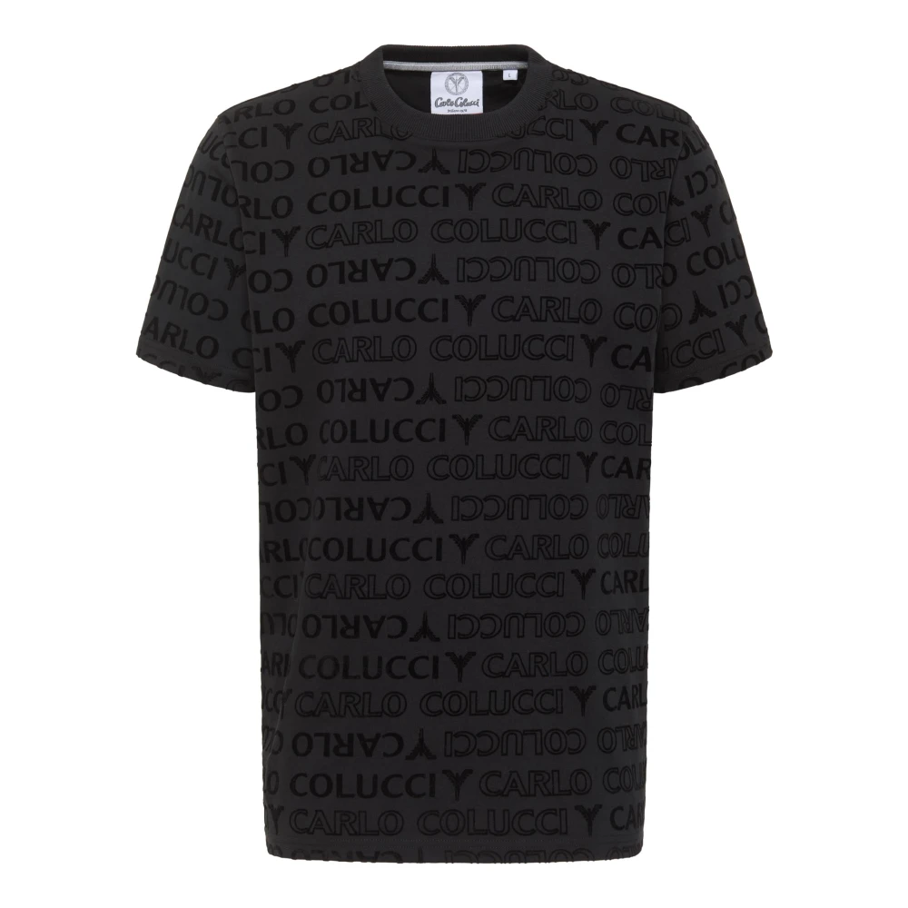 Carlo colucci Monogram Flock T-shirt Black Heren