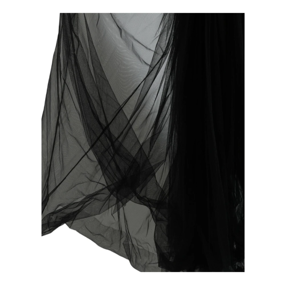 Dolce & Gabbana Elegant Zwart Paillet Mesh Gown Jurk Black Dames