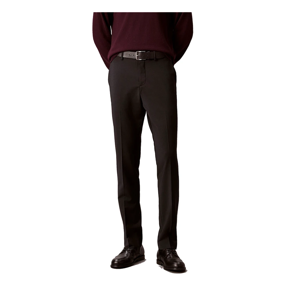 Calvin Klein Men's Black Slim Tropical Wool Trousers - Suit Trousers - M - Trousers