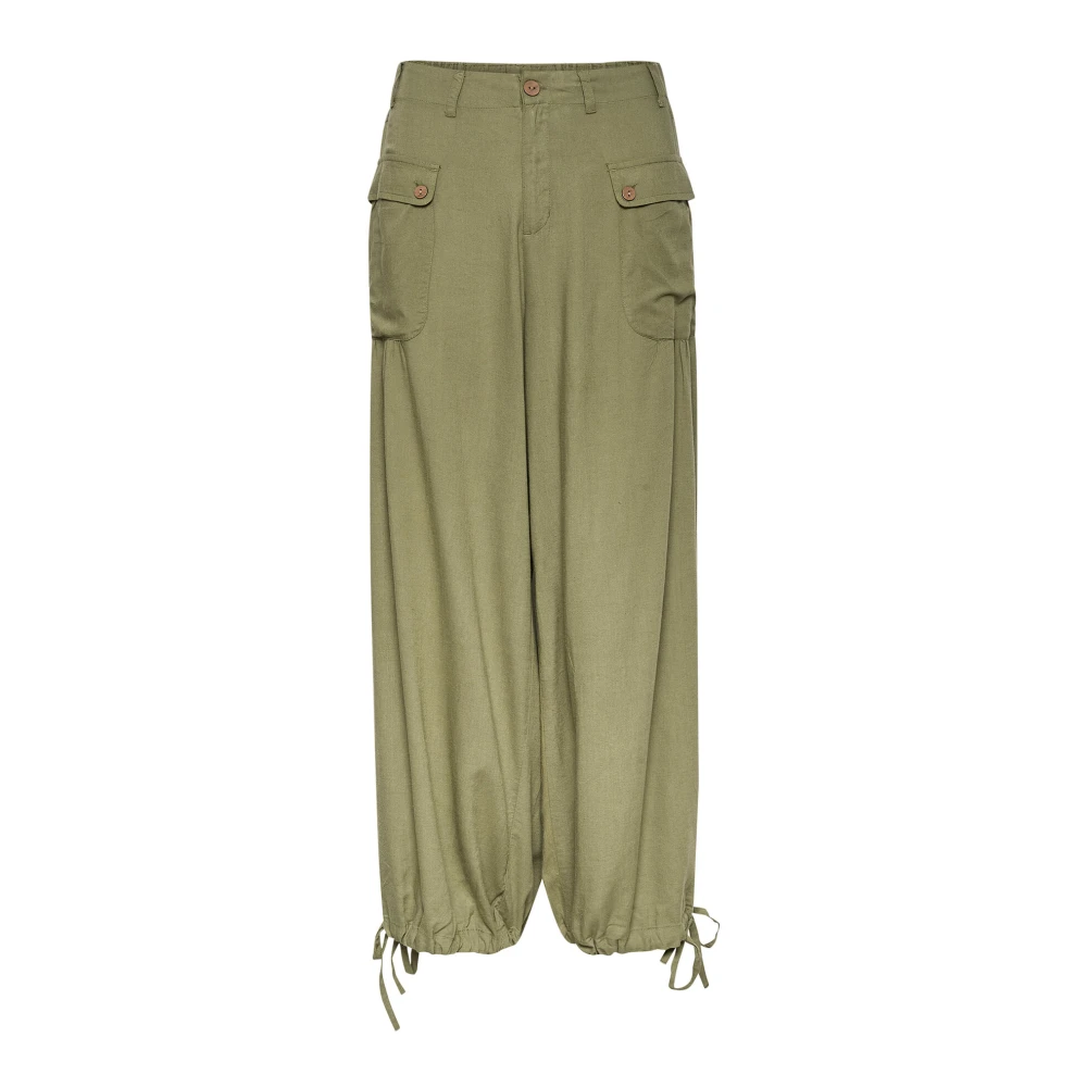 Cream Groene broek met elastische taille Green Dames