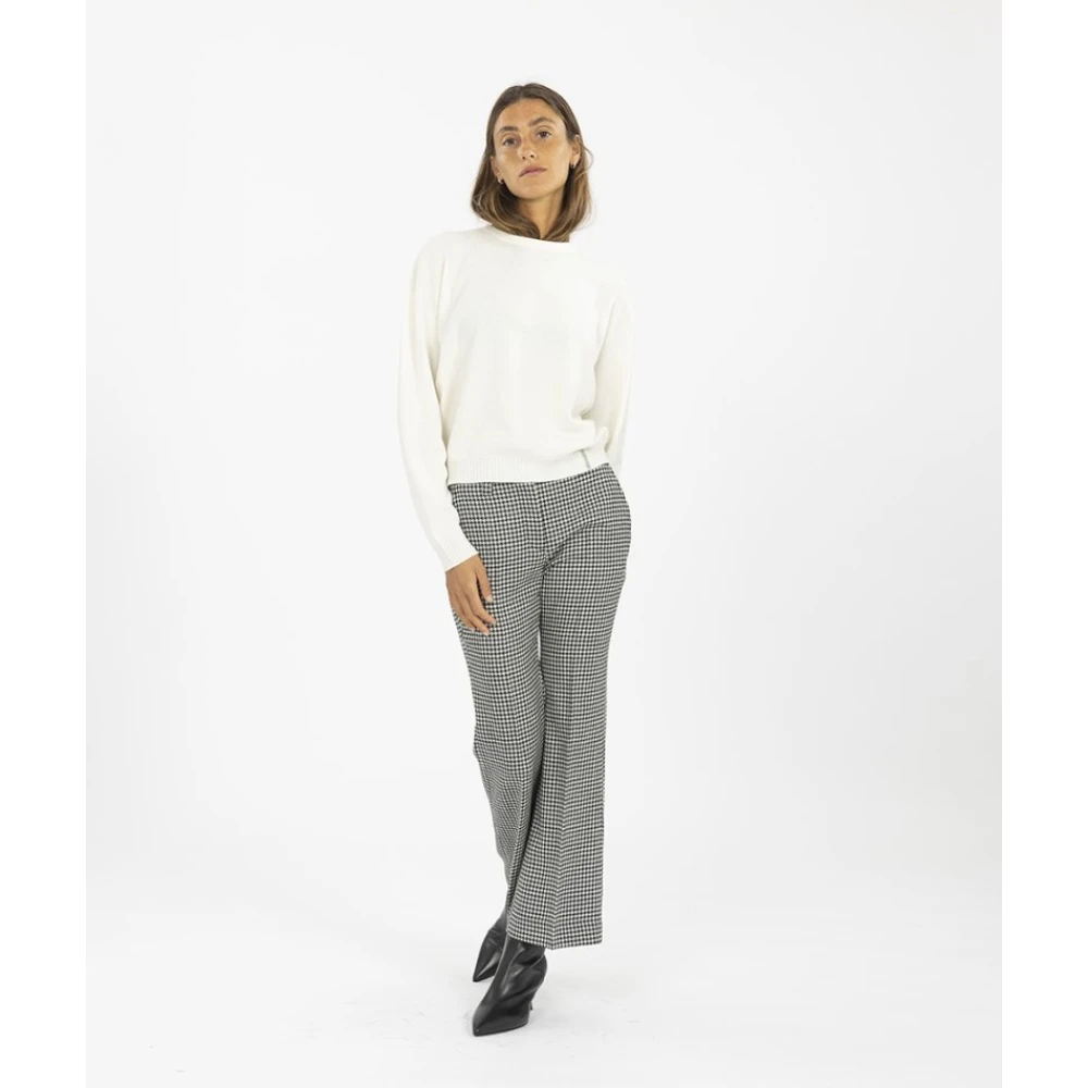 Incotex Houndstooth Flare Sport Broek Gray Dames
