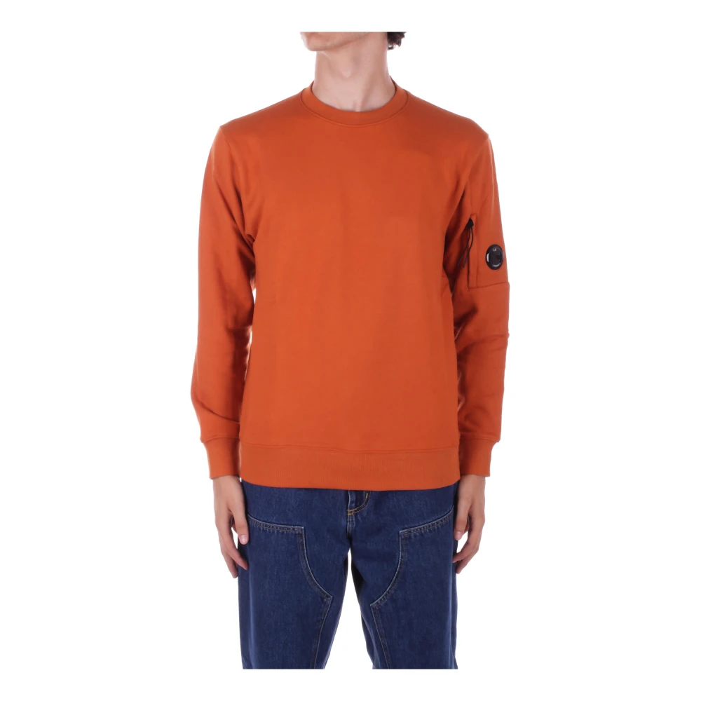 C.p. Company, Sweatshirts, male, Brown, S, Brown Logo Jumper with Side Pocket