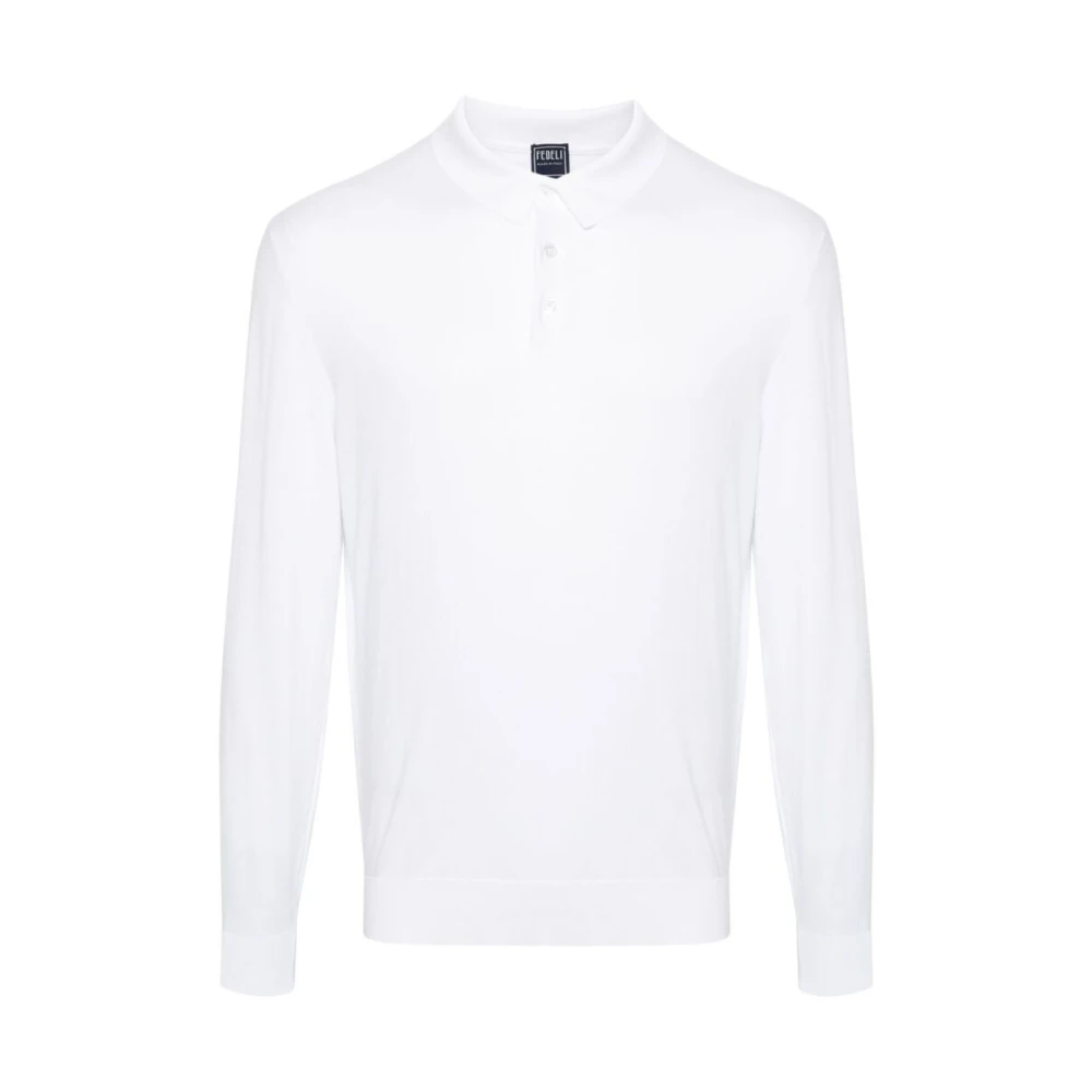 Fedeli Katoenen Gebreide Polo Sweater White Heren