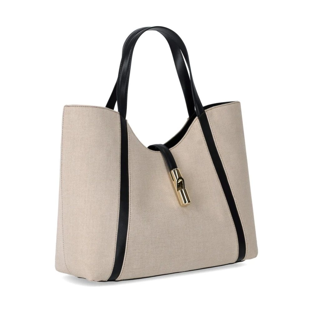 Furla XL Hobo Natuurlijke Zwarte Schoudertas Beige Dames
