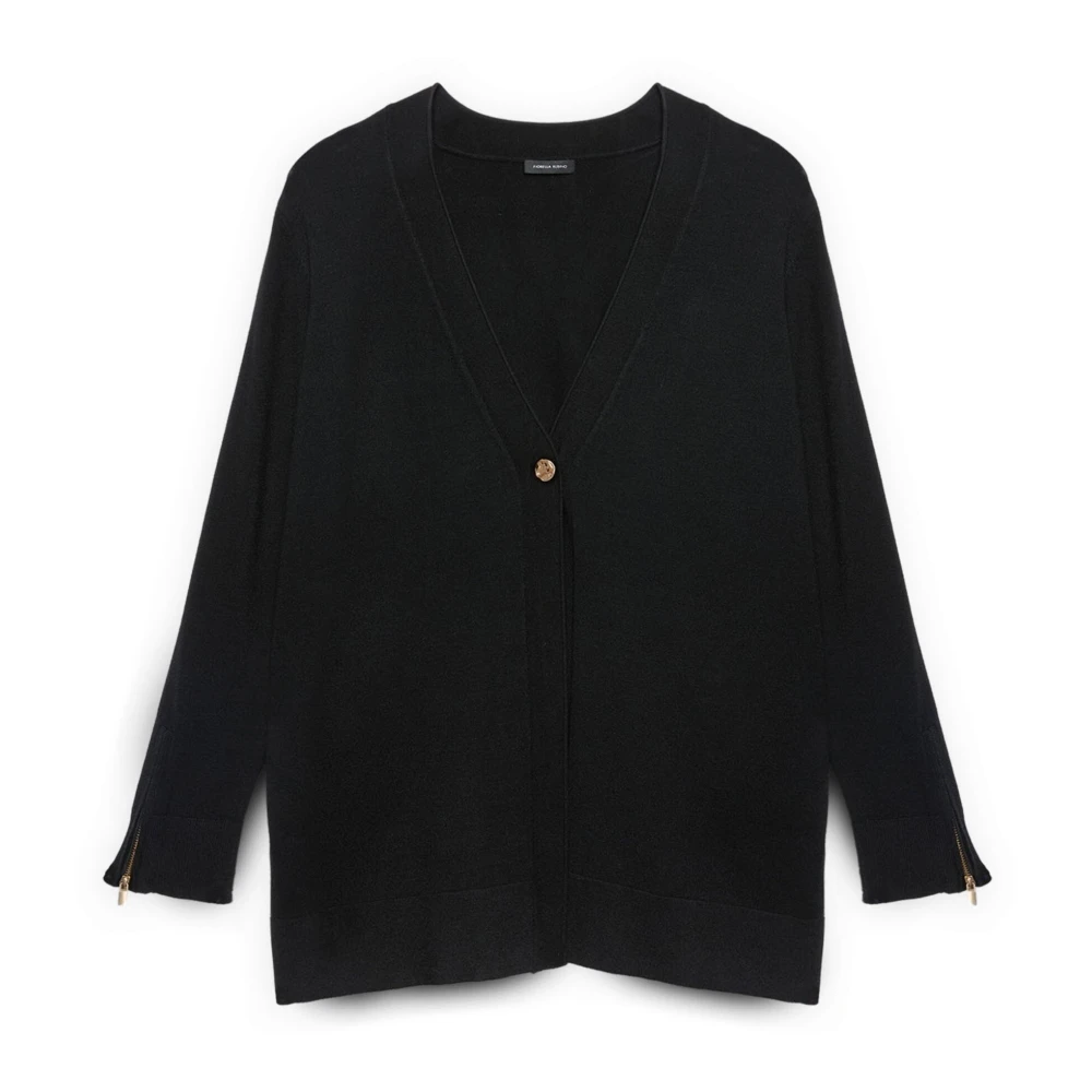 Fiorella Rubino Vrouw Zwart Truien & Vesten Dames, L, Polyester, Vest Met Ritssluiting