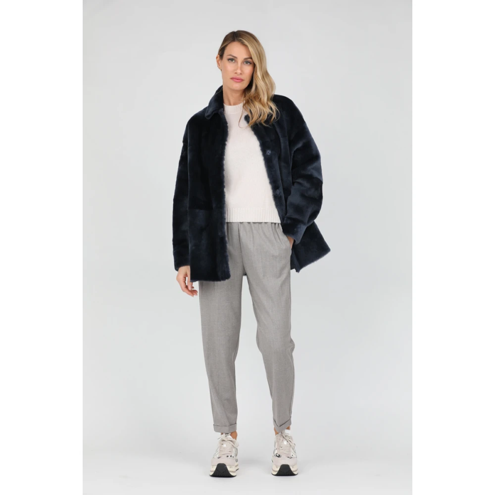 Gimo's Omkeerbare lamswollen jas Blue Dames