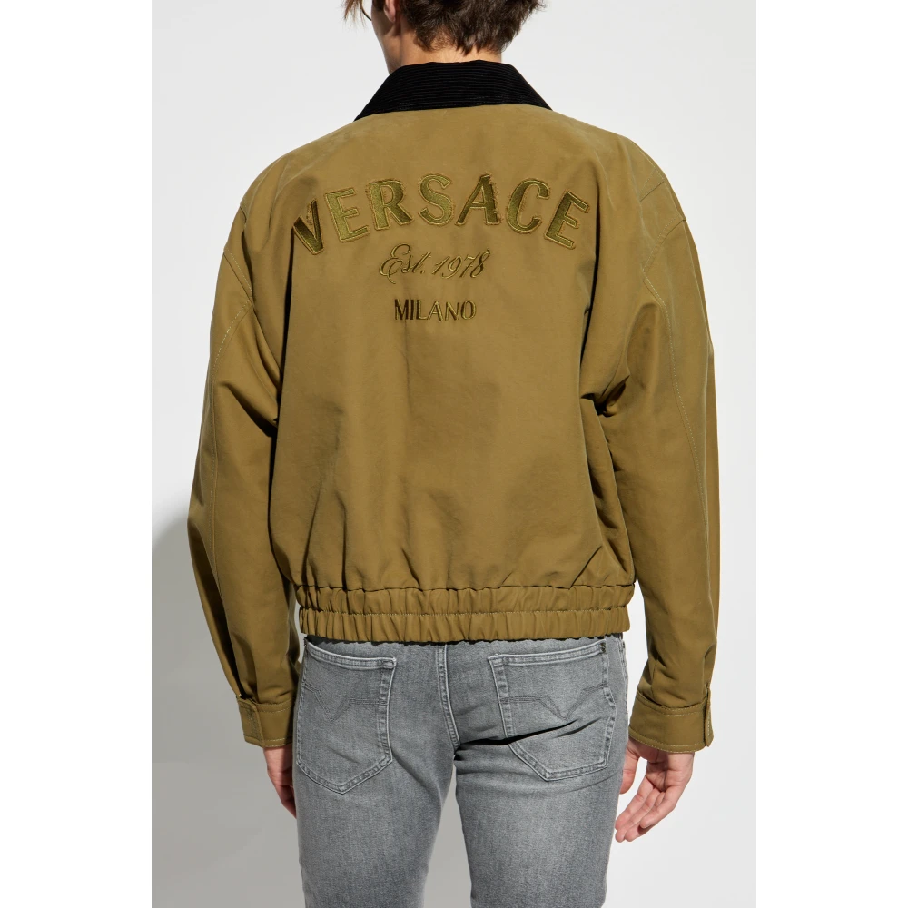 Versace Jas met corduroy kraag Green Heren
