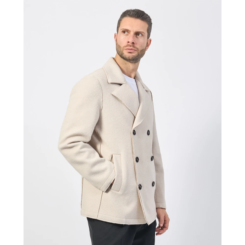 Mulish Beige Double-Breasted Jas met Zakken Beige Heren