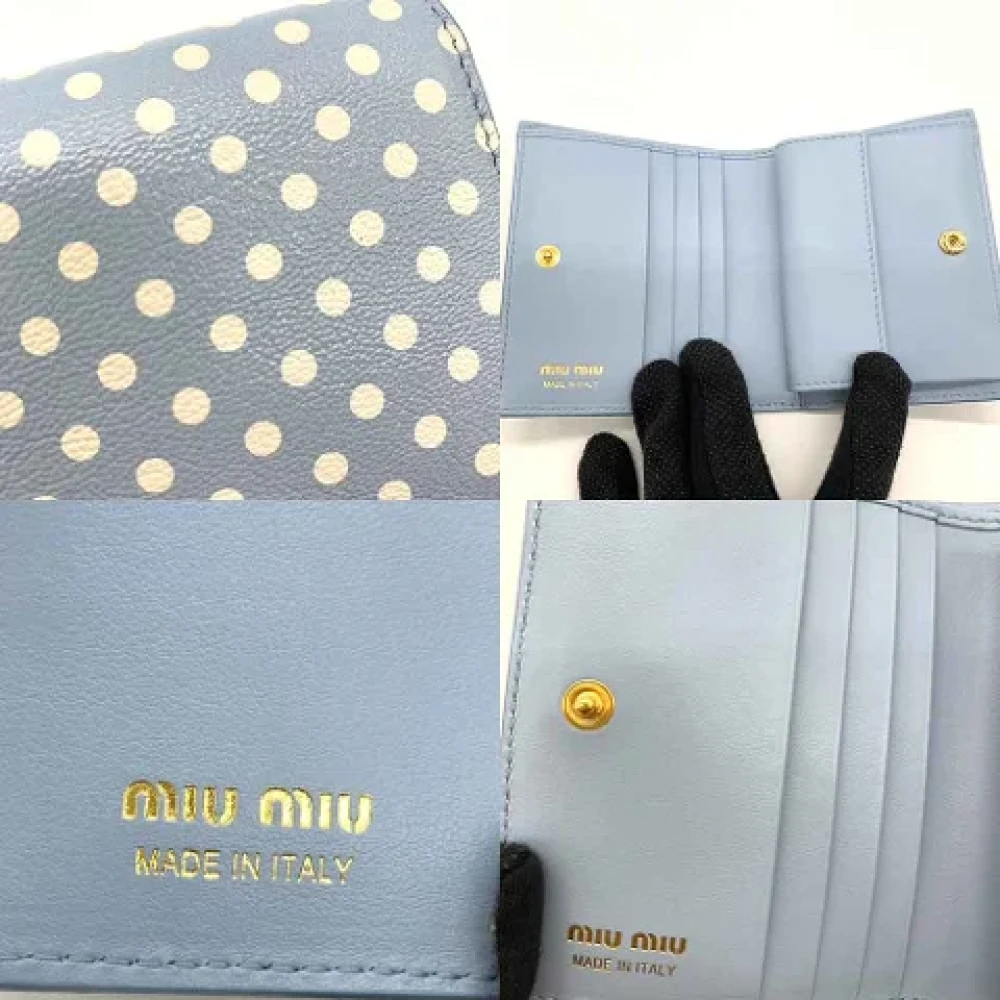 Miu Pre-owned Leather wallets Blue Dames