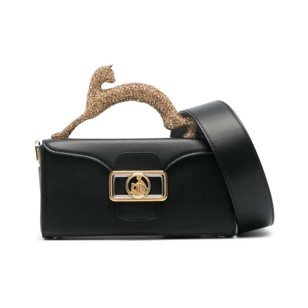 Lanvin Zwarte Leren Sieraden Top Handvat Tas Black Dames