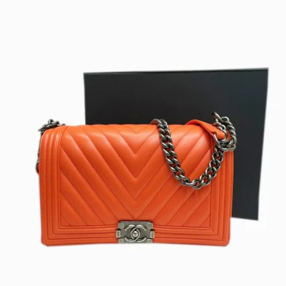 Chanel Vintage Pre-owned Leather chanel-bags Orange Dames