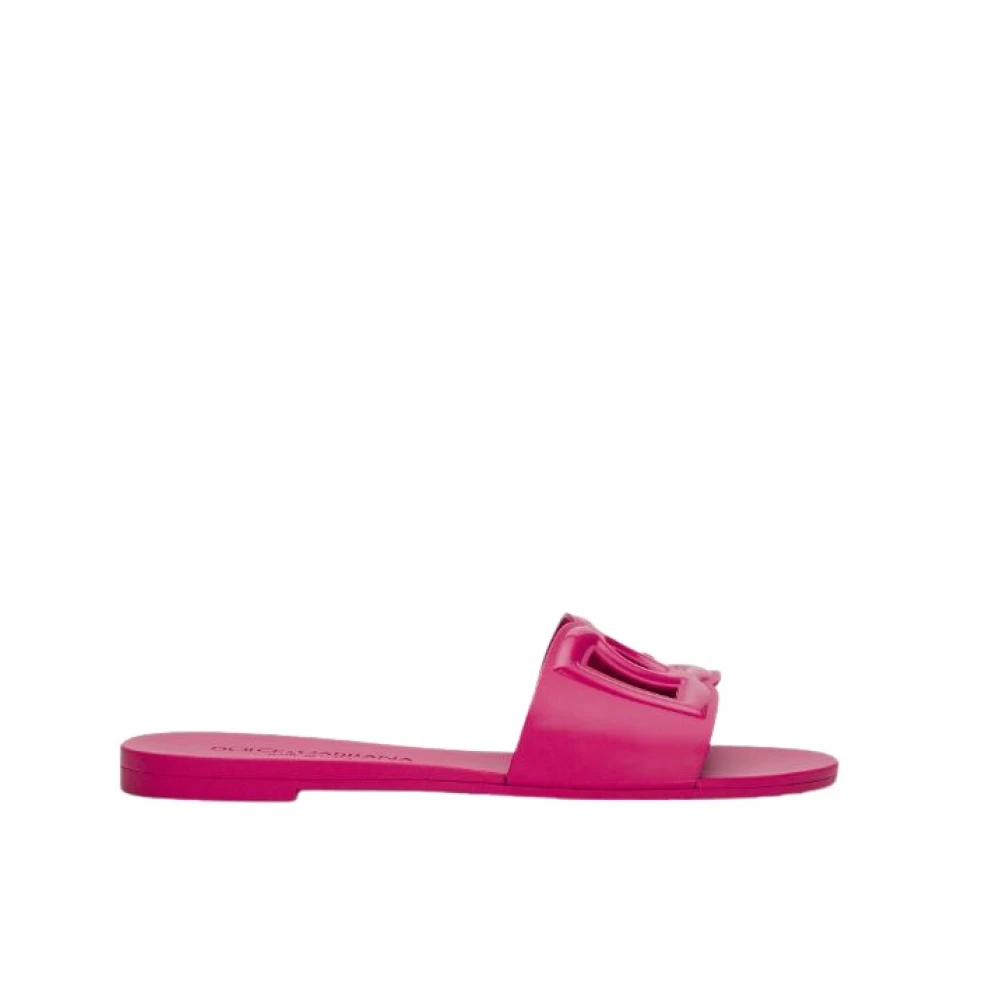 Dolce & Gabbana Women's Pink Rubber Slide Sandal With Logo Embossing - Sliders - 8 Uk - Shoes