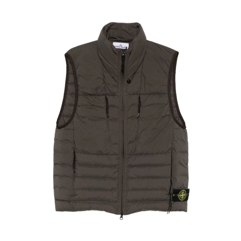 Stone Island Gray Waistcoats, Male, S, Seamless Tunnel Nylon Down-Tc