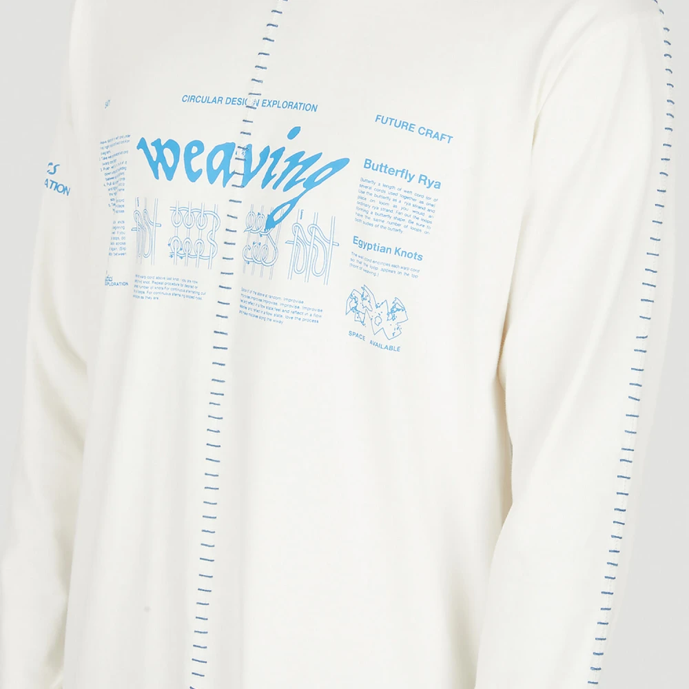 Space Available Artisan Weaving Grafische Longsleeve T-shirt White Heren