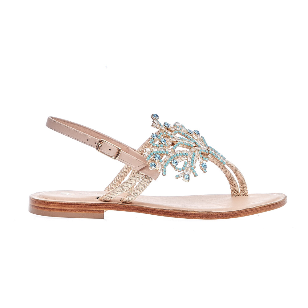 サンダル・ミュール PAOLA FIORENZA LRC3003 Sandals Infradito Con Strass Bronzo PAOLA FIORENZA sandalo infradito donna FD03 azzurro con