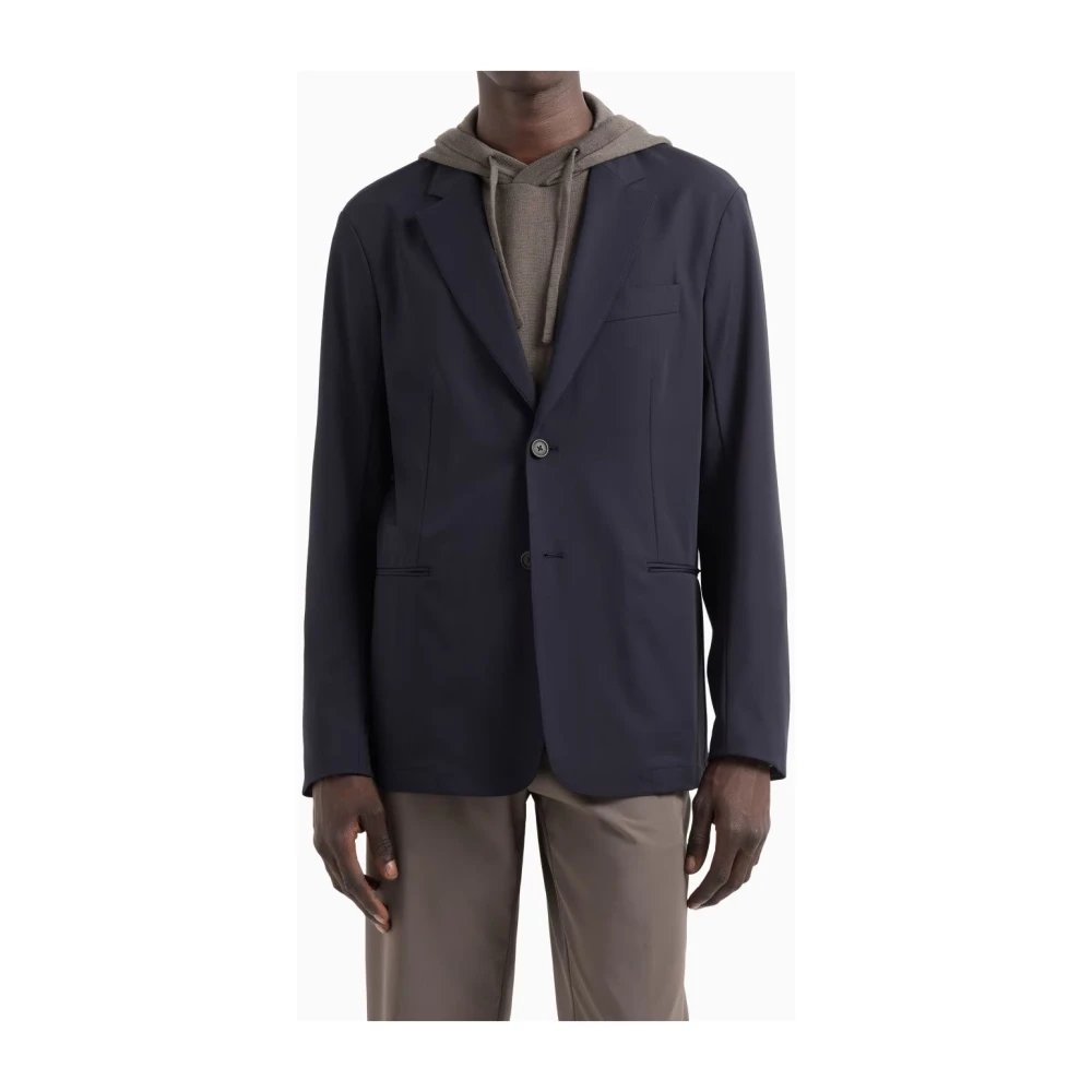 Emporio Armani Navy Blauwe Blazer Herenkleding Blue Heren