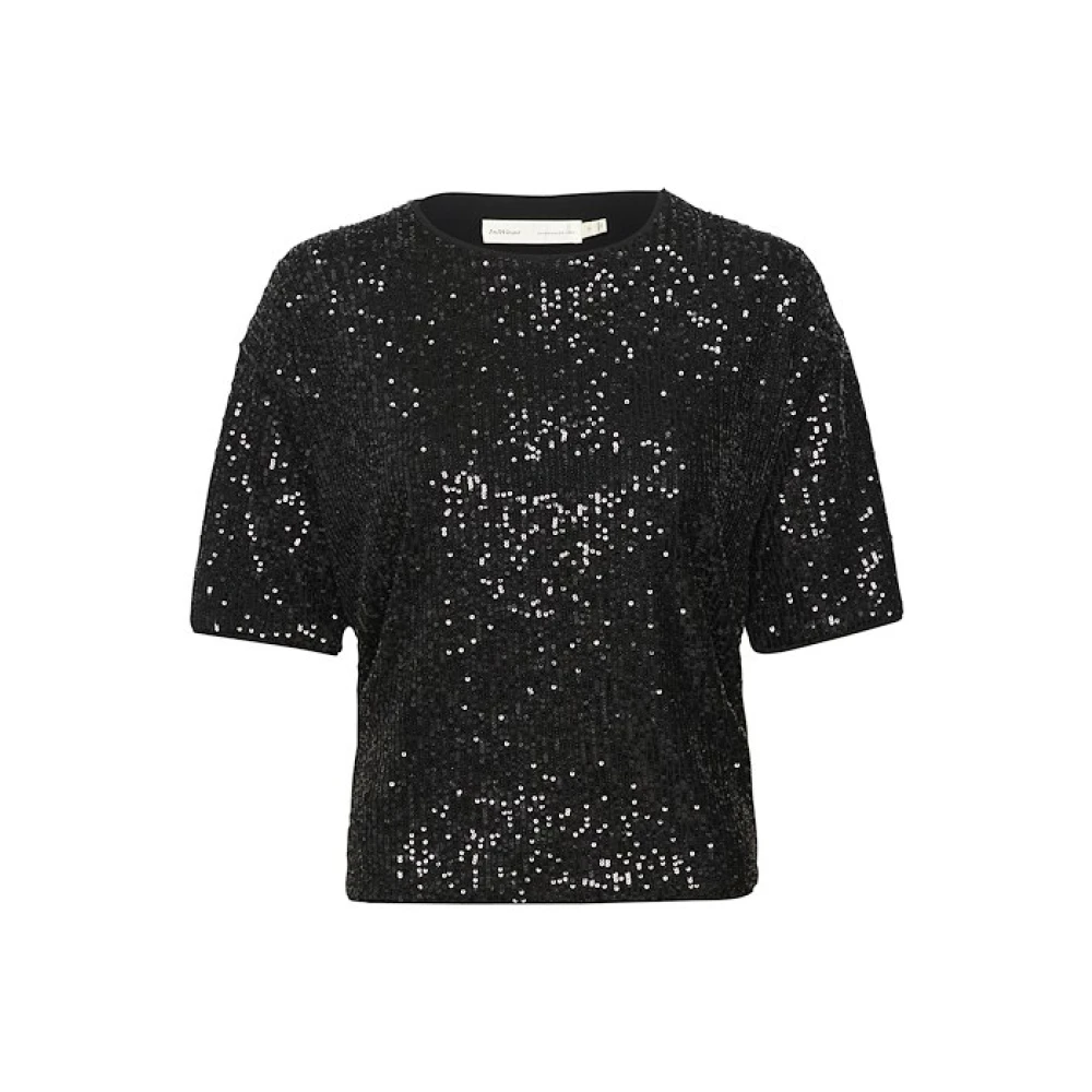 InWear Zwarte JarjarIW Paillet T-shirt Top Black Dames